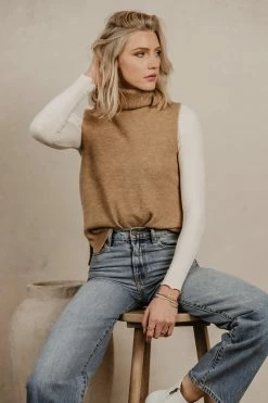 Vero Moda Lia Sweater Vest In Camel - FINAL SALE