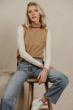 Vero Moda Lia Sweater Vest In Camel - FINAL SALE