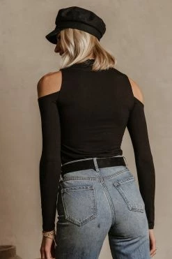 FINAL TOUCH COLLECTION Cathy Open Shoulder Top In Black - FINAL SALE