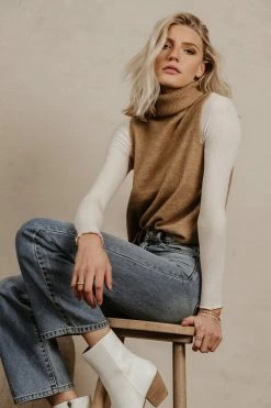 Vero Moda Lia Sweater Vest In Camel - FINAL SALE