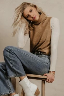 Vero Moda Lia Sweater Vest In Camel - FINAL SALE