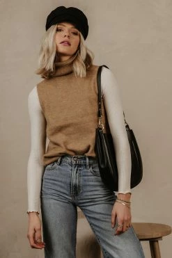 Vero Moda Lia Sweater Vest In Camel - FINAL SALE