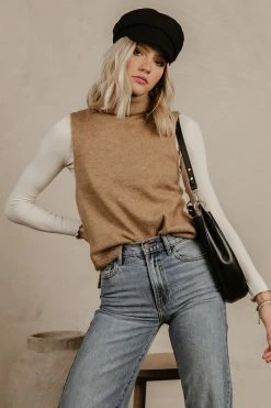 Vero Moda Lia Sweater Vest In Camel - FINAL SALE