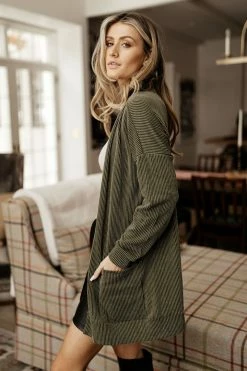 Tres Bien Kaylane Cardigan In Olive - FINAL SALE