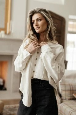 LISTICLE Rosealie Oversized Shirt In Ivory - FINAL SALE