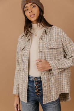 PAPER CRANE Diann Mock Neck Top In Taupe - FINAL SALE