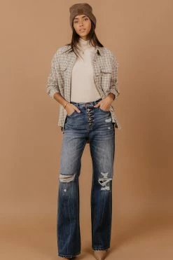 PAPER CRANE Sasha Plaid Shirt Tops