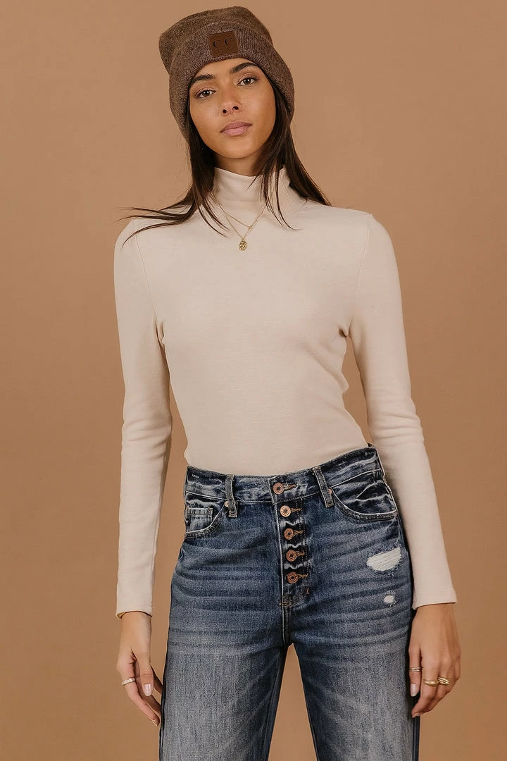 Cheapest ✔️ PAPER CRANE Diann Mock Neck Top In Taupe - FINAL SALE 🎁 5 PAPER CRANE Diann Mock Neck Top In Taupe - FINAL SALE