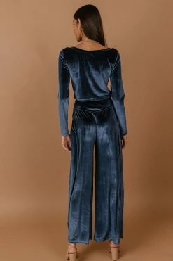 LISTICLE Kira Velour Set In Blue - FINAL SALE