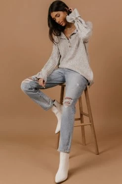 HEM&THREAD Justine Top In Grey - FINAL SALE