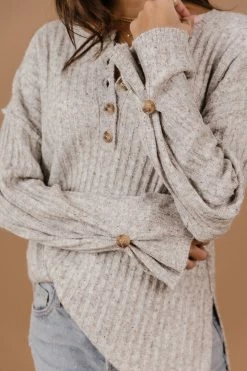 HEM&THREAD Justine Top In Oatmeal - FINAL SALE