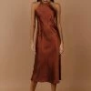 DRESS FORUM Brynn Midi Dress In Rust - FINAL SALE