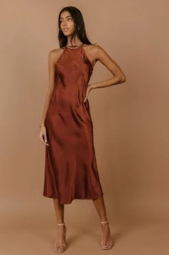DRESS FORUM Brynn Midi Dress In Rust - FINAL SALE