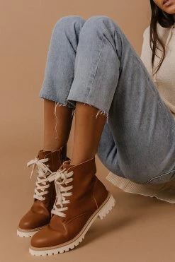 FREE SOUL/MIRACLE MILE Aurora Combat Boots In Brown - FINAL SALE Shoes