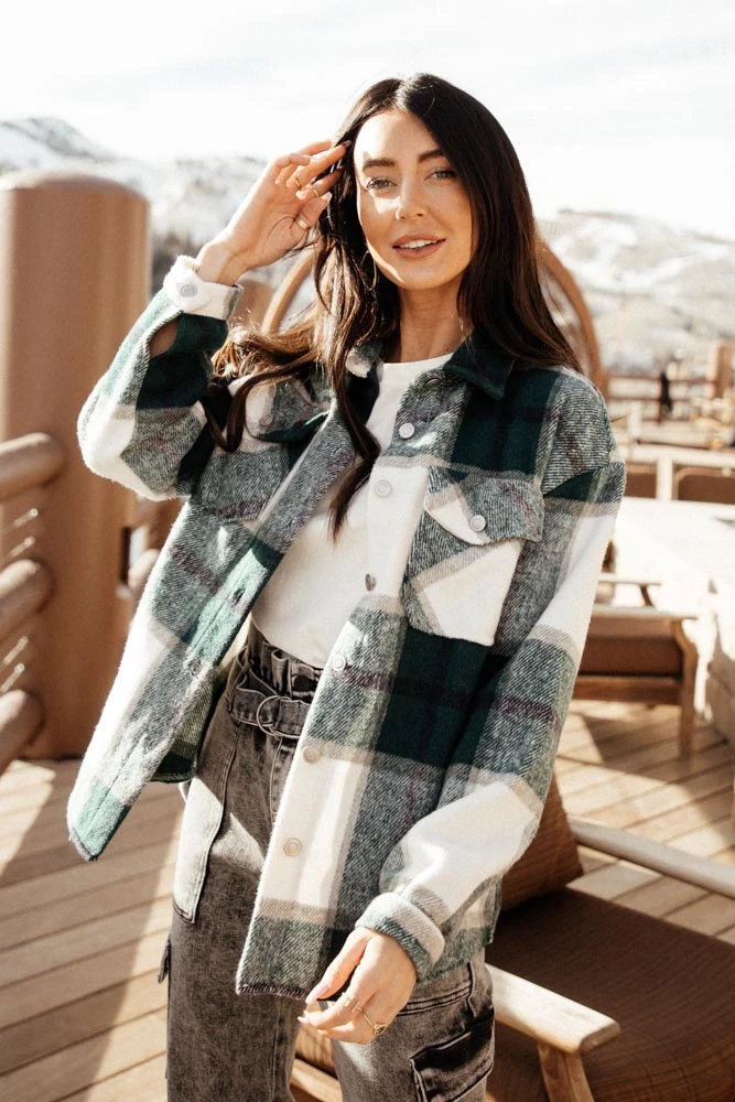 Promo ๐ QIZHEN Plaid ๐ Shirt Jacket In Green - FINAL SALE โญ 1 QIZHEN Plaid Shirt Jacket In Green - FINAL SALE