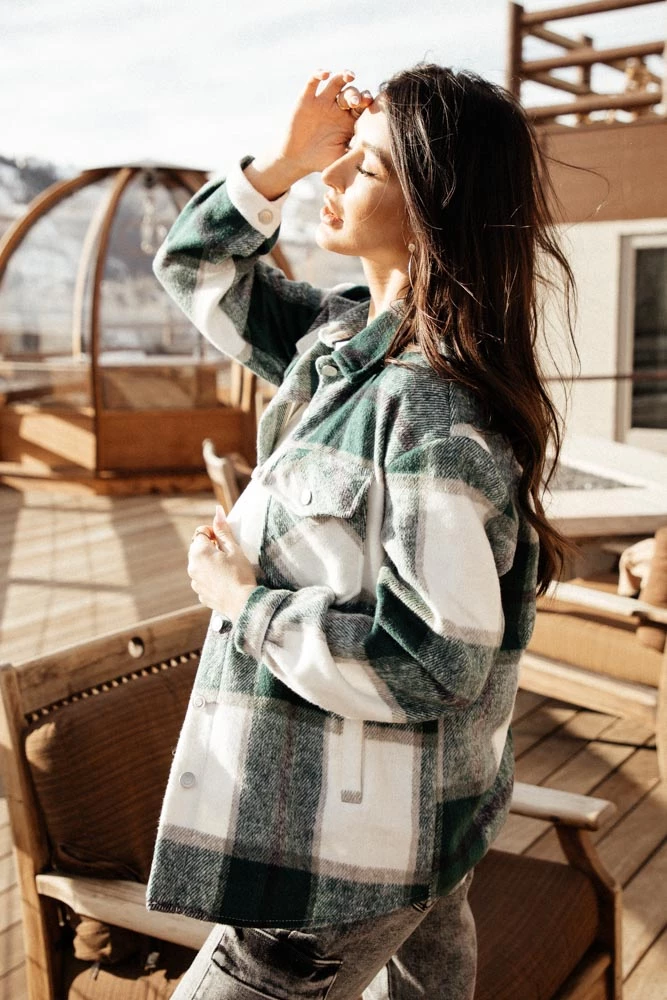 Promo ๐ QIZHEN Plaid ๐ Shirt Jacket In Green - FINAL SALE โญ 4 QIZHEN Plaid Shirt Jacket In Green - FINAL SALE