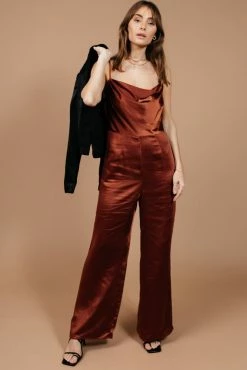 LUSH CLOTHING Agna Jumpsuit In Cognac - FINAL SALE