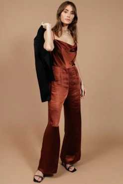 LUSH CLOTHING Agna Jumpsuit In Cognac - FINAL SALE