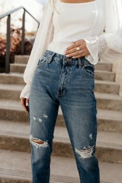 KANCAN Bohme Rata Distressed Mom Jeans - FINAL SALE