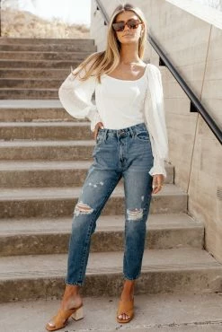 KANCAN Bohme Rata Distressed Mom Jeans - FINAL SALE