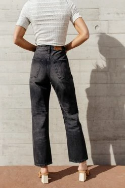 KANCAN Bohme Buckle Detail Straight Denim In Black - FINAL SALE