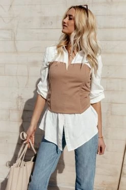 WORUI Theresa Top In Tan - FINAL SALE Tops