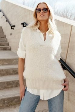 Tops Vero Moda Lucia Sweater Vest In Ivory