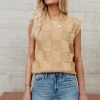 SINA Rudie Sweater Vest In Tan Tops