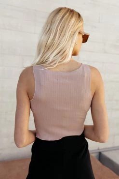 LISTICLE Julieta Cropped Tank Top In Mauve - FINAL SALE Tops