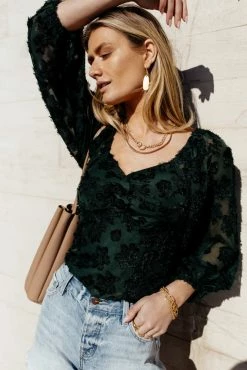 &MERCI Penny Blouse In Hunter Green- FINAL SALE