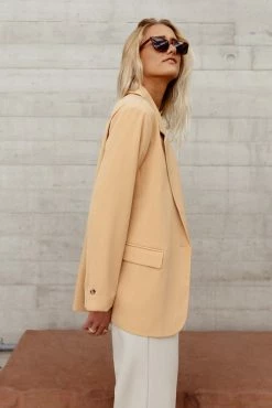 AARON & AMBER Crystal Blazer In Tangerine - FINAL SALE