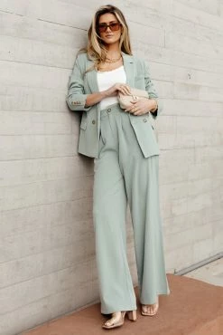 AARON & AMBER Romaine Blazer In Sage Tops