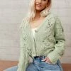 SINA Tamara Button Down Cardigan In Green - FINAL SALE Sweaters