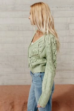 SINA Tamara Button Down Cardigan In Green - FINAL SALE Sweaters