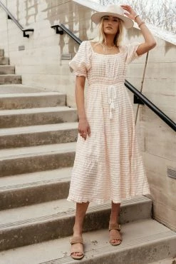 MOON RIVER Livie Midi Dress In Pink - FINAL SALE