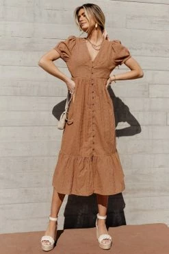 IN LOOM Jules Midi Dress In Camel - FINAL SALE