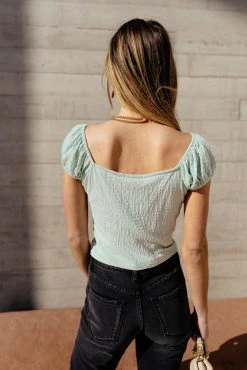 GINGER G Dixie Cropped Top In Mint - FINAL SALE Tops