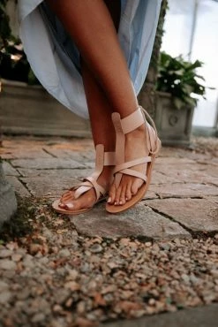 FREE SOUL/MIRACLE MILE Alia Lace-Up Sandals In Blush- Final Sale