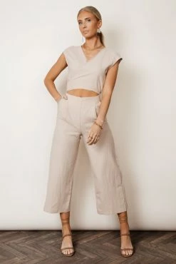 SINA Lua Wrap Jumpsuit In Tan - FINAL SALE