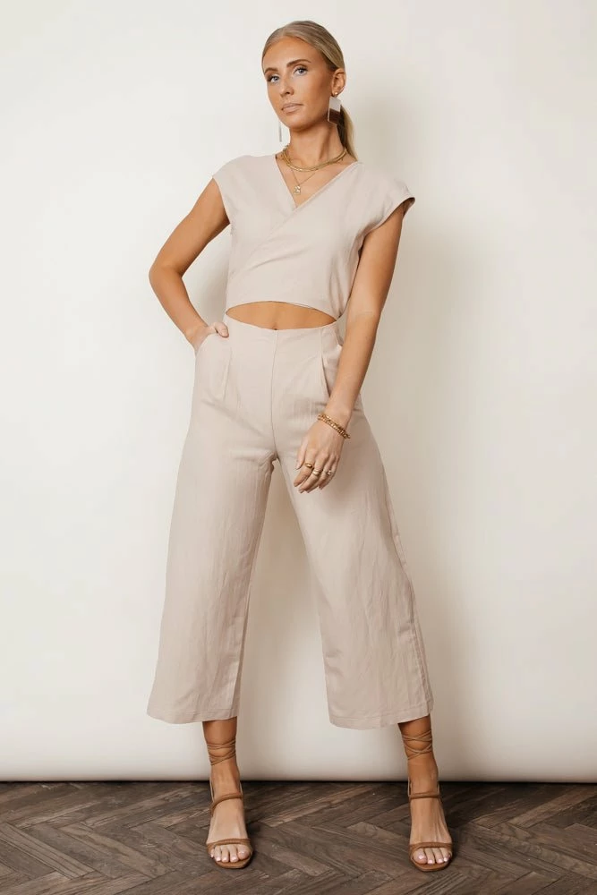 Hot Sale β¨ SINA Lua Wrap Jumpsuit In Tan - FINAL SALE π 1 SINA Lua Wrap Jumpsuit In Tan - FINAL SALE
