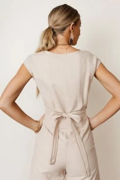 SINA Lua Wrap Jumpsuit In Tan - FINAL SALE