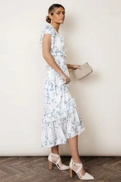 WORUI Willa Ruffle Dress In Blue Floral