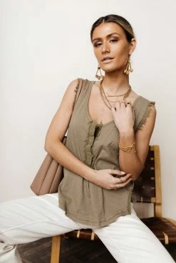WORUI Morgane Tank Top In Olive - FINAL SALE