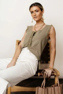 WORUI Morgane Tank Top In Olive - FINAL SALE
