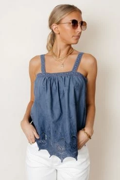 MAIZE Adalet Lace Tank In Blue - FINAL SALE