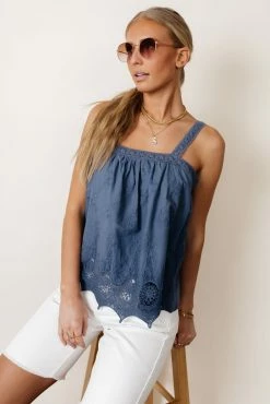 MAIZE Adalet Lace Tank In Blue - FINAL SALE