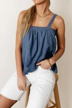 MAIZE Adalet Lace Tank In Blue - FINAL SALE