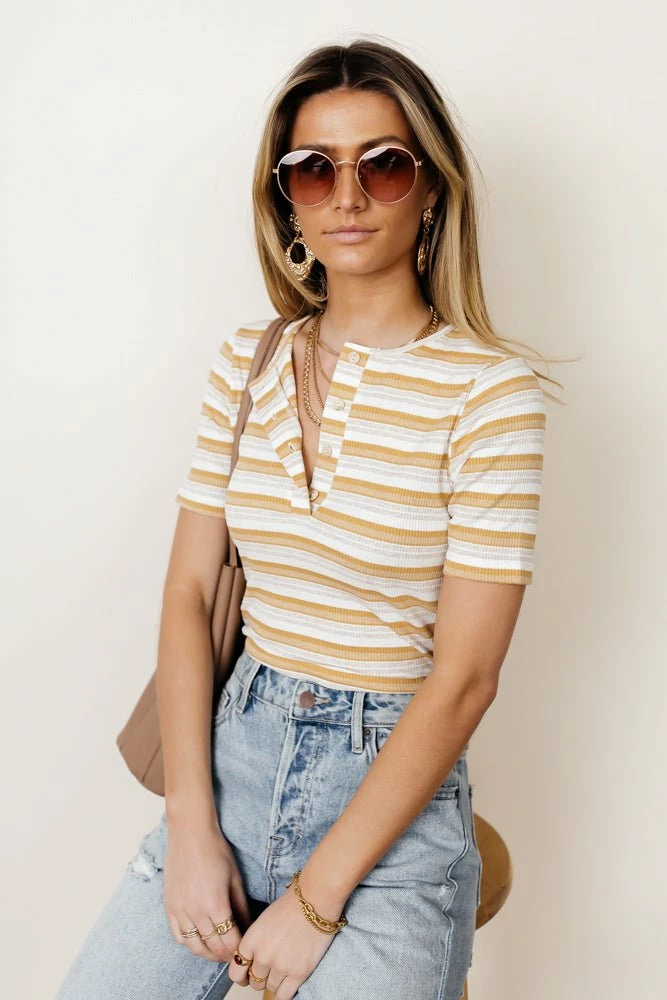Flash Sale π₯ GINGER G Roger Striped Top In Mustard - FINAL SALE 𧨠3 GINGER G Roger Striped Top In Mustard - FINAL SALE