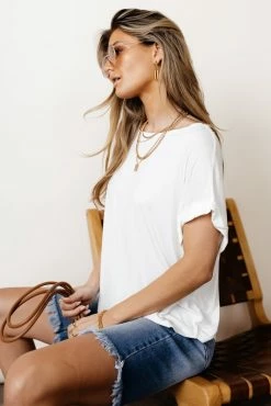 WORUI Dempsey Rolled Sleeve Tee In White - FINAL SALE