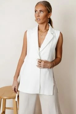 WORUI Rosamund Open Side Vest In White - FINAL SALE